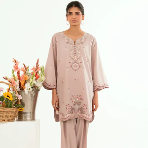 Robe pour femmes, inspirée du style pakistanais et de Bollywood, robe d'été, écologique, respirante, lavable, décontractée, pour les occasions spéciales, manches longues, unie - Product Image 1