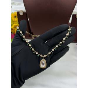 <b>Indian</b> Ethnic Artificial Jewellery Shanaya Victorian Delicate Gold Plated CZ <b>Necklace</b> <b>Set</b> for Bridal - Product Image 3