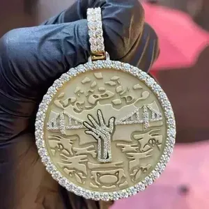 Pendentif personnalisé en moissanite véritable de 4,50 carats, taille ronde, plaqué or jaune 14 carats, argent sterling, pour femme - Product Image 6