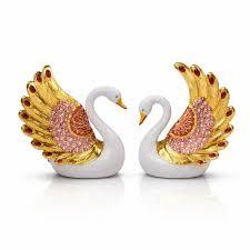 Elegantes Figuras de Resina de Pareja de Cisnes, Dorado y Blanco, Decoración Romántica para el Hogar - Product Image 6