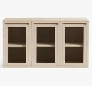 Buffet moderne en bois blanc avec porte vitrée, meuble de rangement, buffet minimaliste pour salle à manger, qualité d'exportation - Product Image 2
