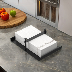 ที่ใส่กระดาษเช็ดปากโลหะทรงสี่เหลี่ยมผืนผ้าสีดำ ดีไซน์หรูหรา ขนาด 9x5.5x2.5 นิ้ว สีซาตินด้าน สำหรับโรงแรมระดับ 5 ดาวและร้านอาหาร - Product Image 3