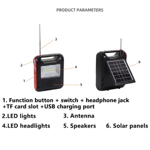 Radio solaire portable d'urgence personnalisée en usine, AM FM SW, avec lumière LED, lampe torche, carte TF, USB, pour le camping en extérieur et la maison - Product Image 3