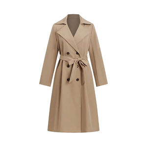 Manteau long en laine mélangée pour femme, chaud, uni, avec ceinture à la taille, coupe ajustée, doublure en cachemire, élégant - Product Image 5