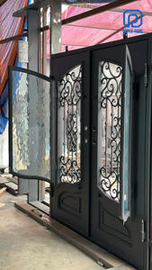 ประตูทางเข้าเหล็กดัดและกระจกแบบม้วนทันสมัยปี 2026 ประตูภายนอกแบบกำหนดเองสุดหรูเพื่อความปลอดภัยสำหรับวิลล่าและบ้านพักตากอากาศ - Product Image 2