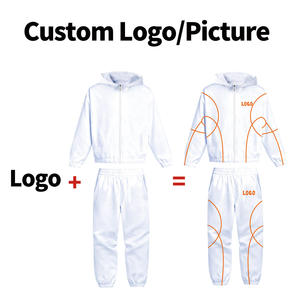 Men's Trendy White Black Nylon Fabric Custom Logo Print Piping Detail Turtleneck Zipper Two Piece Casual Sports Windbreaker sets - Product Image 6