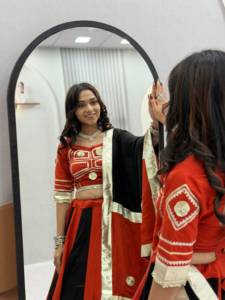 Indian Red <b>White</b> <b>Lehenga</b> Choli Set Floor-Length Cotton Women Wedding Wear Ethnic Pakistan Style Regular Fit for Womens - Product Image 2
