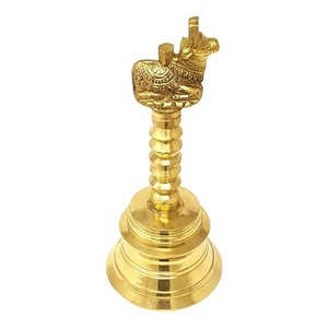 Campana Religiosa de Latón Chapada en Oro Personalizable con Opciones de Grabado/Logotipo, Acabado Pulido para el Hogar, Templo, Feng Shui - Product Image 1