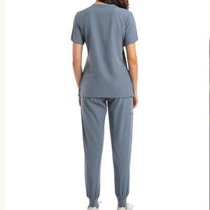 Ensemble de tenues médicales pour femmes en gros – Blouse extensible à col en V et pantalon jogger respirant pour infirmières, personnel hospitalier, et professionnels dentaires et chirurgicaux - Product Image 6