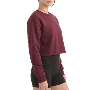 Sudadera Corta Personalizada para Mujer, Estilo Boxy, de Algodón y Felpa, con Cuello Redondo, para Impresión en Lotes, Otoño-Invierno - Product Image 3