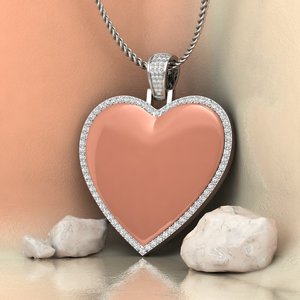 Stylish Silver Plated Moissanite + 925 silver <b>Heart</b> Pendant Themed Unisex Hip Hop Fashion <b>Charm</b> Jewelry - Product Image 1