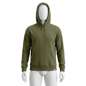 Sudadera con Capucha Verde Oliva para Hombre, Corte Regular, Tejido de Algodón, Informal, con Bolsillo Delantero, para Otoño - Product Image 1