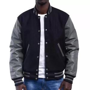 Veste universitaire personnalisée avec logo pour homme, veste varsity de haute qualité en laine PU, 100% coton, col montant, boutons, décontractée, hiver - Product Image 2