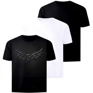 T-shirt à manches courtes pour homme, 100% coton, couleur unie, col rond, coupe classique, jersey tricoté respirant, blanc, noir - Product Image 4