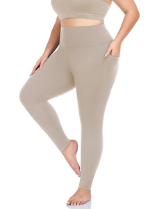 Leggings pour femmes, taille haute, longueur genou, grande taille, respirants, anti-humidité, extensibles, en spandex/coton, pour le fitness, la gym, le sport, le yoga - Product Image 1