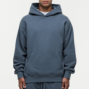 <b>Men's</b> Oversized Hooded Fleece Sweatshirt Solid Color Casual Autumn Wear Regular Fit Pocket Design Knitted Cotton - Product Image 1