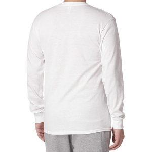 Camiseta de Punto de Manga Larga Blanca para Hombre, Cuello Redondo, Corte Regular, Color Sólido, Ropa Casual - Product Image 2