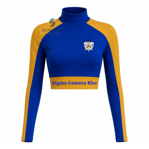 Conjunto Deportivo Sigma Gamma Rho para Mujer, Top Corto con Cuello Alto y Bloques de Color, Pantalones Holgados con Cordón, Ropa Deportiva para Hermandad - Product Image 2
