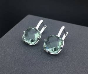 Green Amethyst Earrings 925 Sterling Silver Prasiolite February Birthstone Jewelry Gift For <b>Wife</b> Anniversary Birthday - Product Image 6