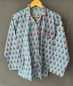 Ensemble de pyjama en coton imprimé, doux, respirant, confortable, deux pièces, vêtements de nuit, vêtements de détente à la maison - Product Image 2