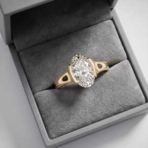 Precioso anillo Art Deco con diamante ovalado de 2.00 quilates cultivado en laboratorio, unisex, oro sólido de 14 quilates, regalo sorpresa, joyería para ella - Product Image 3