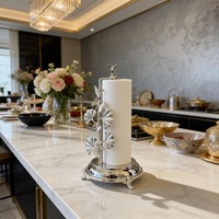 Porte-serviettes en acier inoxydable classique avec motif Ginkgo pour comptoir de cuisine et de salle de bain, finition durable et élégante