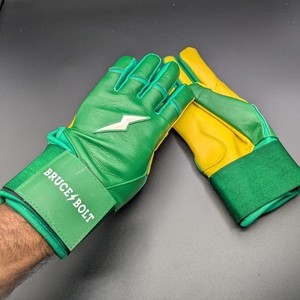 Guantes de Bateo de Cuero Verde Bruce Bolt, Cierre de Gancho y Bucle Ambidiestro, Unisex para Adultos, Entrenamiento - Product Image 5