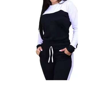 Conjunto deportivo unisex con logotipo personalizado profesional, sudadera con capucha de forro polar para entrenamiento y fitness, talla grande, y pantalones deportivos para mujer - Product Image 2