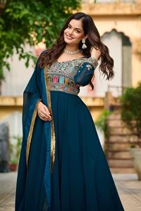 Most Beautiful Fancy Anarkali Gowns with Multi Thread Embroidery Work Wedding and Festival Wear Gowns Collections for Women - Product Image 2