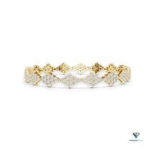 5.76 CT Yellow <b>Gold</b> Round Lab Grown Diamond Rhombus Cluster Link Bracelet in 14K <b>Solid</b> <b>Gold</b> - Product Image 2