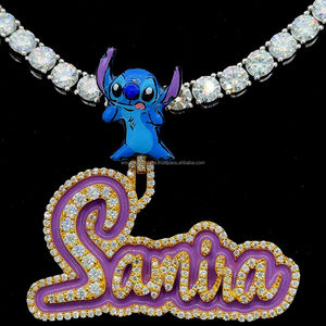 Pendentif Moissanite populaire Hip Hop 925 argent Sterling émail glacé lettre pendentif Moissanite personnalisé - Product Image 1