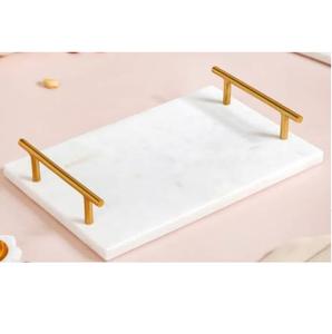 Bandeja de Servir de Mármol Blanco de Lujo, Forma Rectangular, Ecológica, de Alta Calidad, Vajilla Moderna para el Hogar, Bodas y Fiestas - Product Image 1