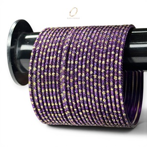 Bracelet empilable tendance en acier inoxydable plaqué or violet avec cristaux et strass pour femme, idéal pour mariage et festival - Product Image 5