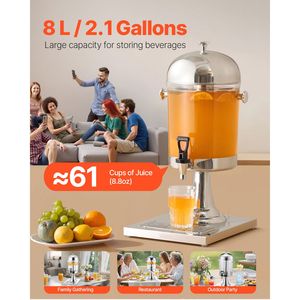 Dispenser per Bevande in Plastica da 5L con Rubinetto in Acciaio Inox e Scomparto per Ghiaccio per Feste - Product Image 2