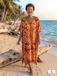 Printed <b>Kaftan</b> Dress Women Beach Wear Loose Fit <b>Summer</b> Cover Up Resort Wear Island Vacation Style Soft Fabric Wholesale Supply - Product Image 6