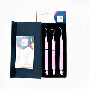Somofy Enterprises <b>Eyelash</b> Tweezers Stainless Steel Smooth Tip Precision Set Bottom Design 10mm Perfect Grip Custom Logo Paper - Product Image 2