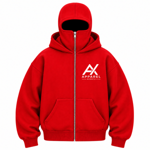 Cagoule intégrale zippée Premium Hiver en molleton de coton surdimensionné, avec logo personnalisé, style streetwear, anti-boulochage et respirante - Product Image 3
