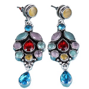 Pendientes de Plata Oxidada con Múltiples Piedras en Forma de Gota para Boda |   Joyería de Estilo Bohemio para Mujer - Proveedor Directo de Fábrica, Stock Disponible - Product Image 6