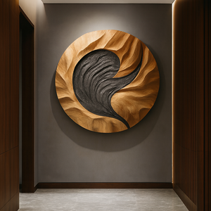 Escultura de Arte Mural de Madera Hecha a Mano con Diseño Único para la Entrada del Hogar Moderno, Decoración Interior y Decoración de Pared - Product Image 2