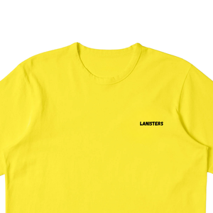 T-shirt à manches courtes jaune pour homme Lanisters, col rond, coupe classique, jersey de coton, imprimé lettres, logo sur le devant - Product Image 3