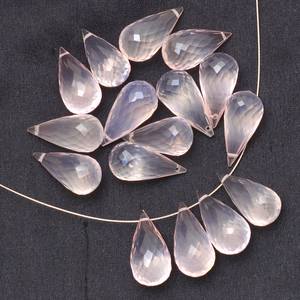 Perles en forme de goutte facettées en quartz rose AAA+ 8x16mm, perles en quartz rose naturel doux, pierres semi-précieuses pour bijoux - Product Image 1