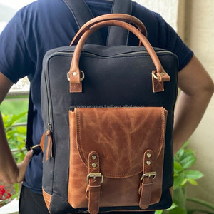 Sacs à dos décontractés en toile et cuir personnalisés en gros, sac à dos pour ordinateur portable, grande capacité pour les voyages, sac d'école en cuir, sacs à dos d'extérieur - Product Image 3