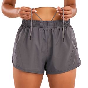 Pantalones cortos de Yoga de cintura alta 2025 para mujer, pantalones de entrenamiento de poliéster de secado rápido, bolsillos transpirables de encaje elástico para correr deportivo - Product Image 1