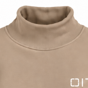 Beige Women High Neck Sweatshirt <b>Long</b> Sleeve Pullover Loose Fit Fleece Mock Neck Casual Winter Streetwear Fashion <b>Jumper</b> Top - Product Image 3