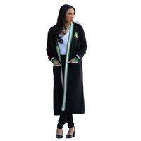 Cárdigan Largo Negro Liso de Invierno para Mujer, Suéter de Punto con Letras Griegas, Estilo Duster, Abierto por Delante, Premium, Elegante, Casual
