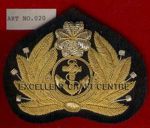 Custom Embroidered Cap Badge With Anchor And Laurel Wreath <b>Sew</b>-On Fabric Patch For Uniform Garment - Product Image 2