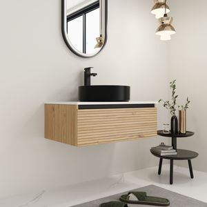 30-Inch Wall Mounted <b>Bathroom</b> <b>Vanity</b> with Black Art Ceramic Sink and 1 Soft Close Drawer KD Packing - Product Image 3