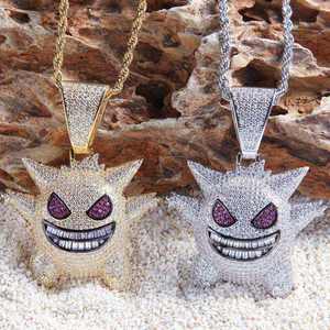 Collar con Colgante de Gengar en Acero Inoxidable 316L, Micro Pavé con Circonitas AAA Plus, Ojo Morado, Cadena de Joyería - Product Image 2