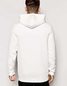 Sweat-shirt à capuche zippé blanc pour homme, coupe classique, couleur unie, style décontracté, tissu en molleton français - Product Image 2