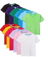 Lot de 12 T-shirts à manches courtes en jersey 100 % coton pour filles – Couleurs personnalisables, motif à carreaux couleur bonbon, doux, respirant, col décontracté
